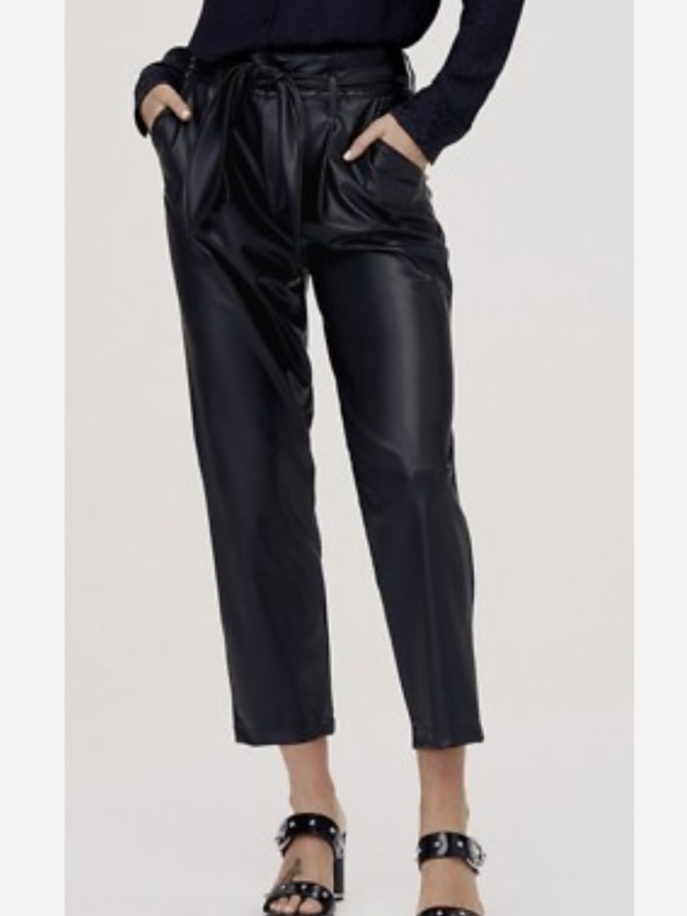 DAVID LERNER Lexi Vegan Leather Pants High Rise Ankle Black Sz 4 NWOT
